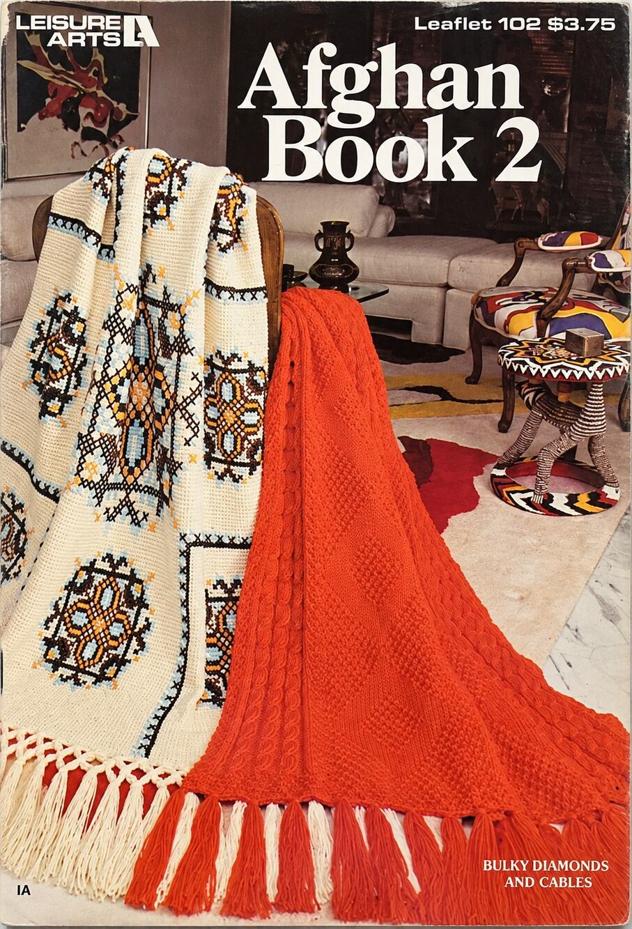 Vintage Leisure Arts Afghan Book 2 Knit and Crochet Patternsw33 Leaflet 102